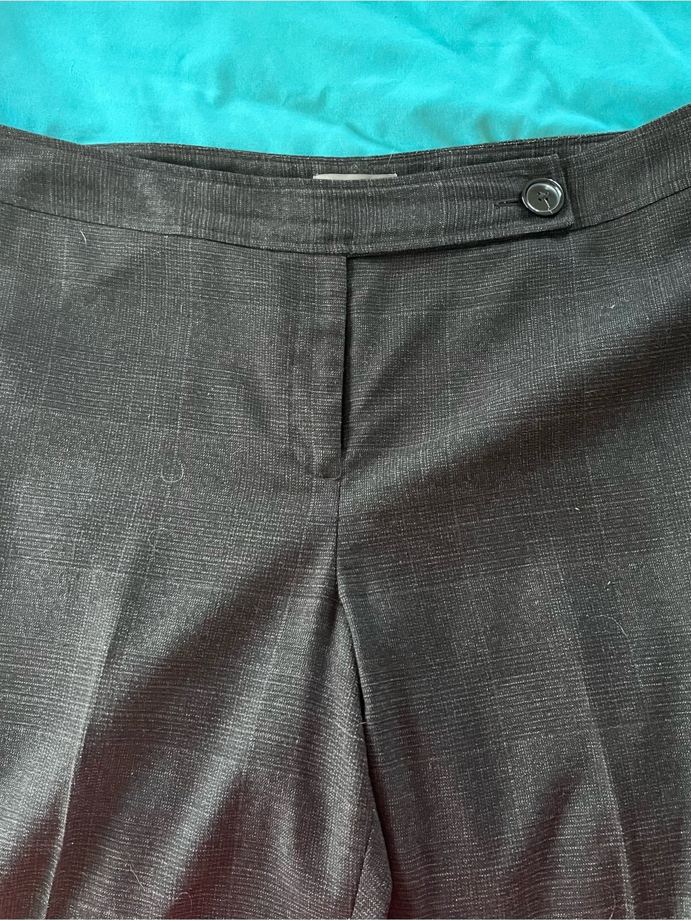 Ann Taylor Gray/Black Glen Plaid Textured Signature Fit Pants